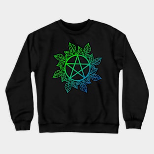 Blue And Green Leafy Pentagram Crewneck Sweatshirt